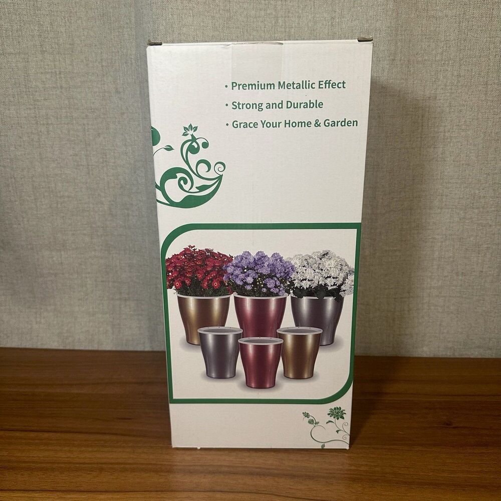 Hemoplt Premium Plant Pot, Gold, Silver, and Rose Metallic (6 total)